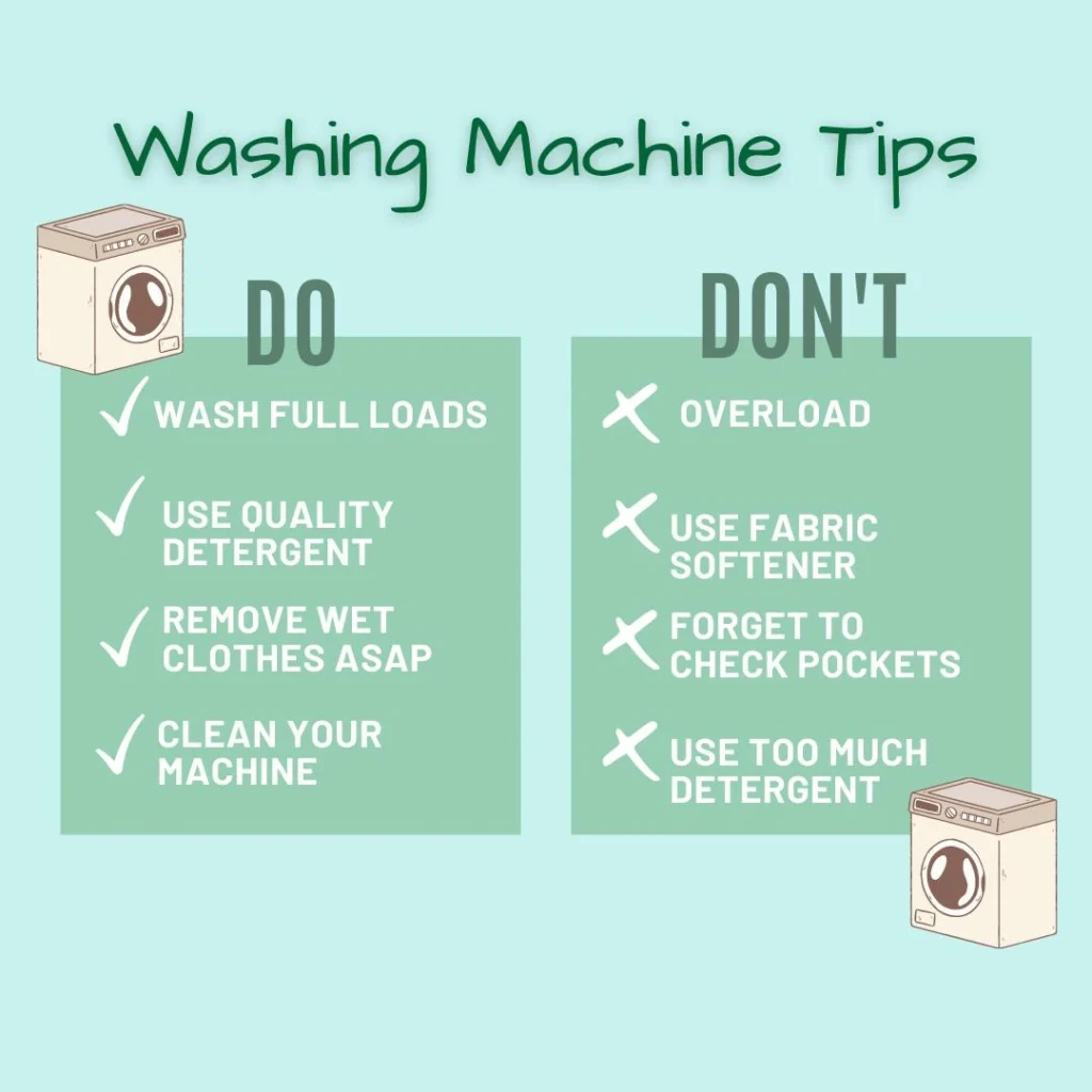 Washing machine maintenance dos and donts including proper loading detergent use and cleaning tips